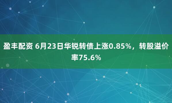 盈丰配资 6月23日华锐转债上涨0.85%，转股溢价率75.6%